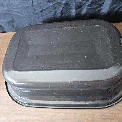 Assorted kitchen items - new ice straw maker - metal & glass dishware - roasting pan and more