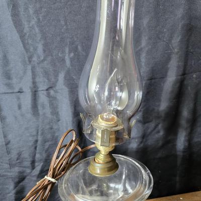 Vintage oil lamp with electric cork adapter