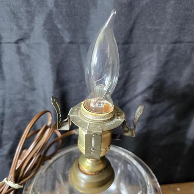 Vintage oil lamp with electric cork adapter