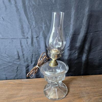 Vintage oil lamp with electric cork adapter