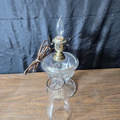 Vintage oil lamp with electric cork adapter