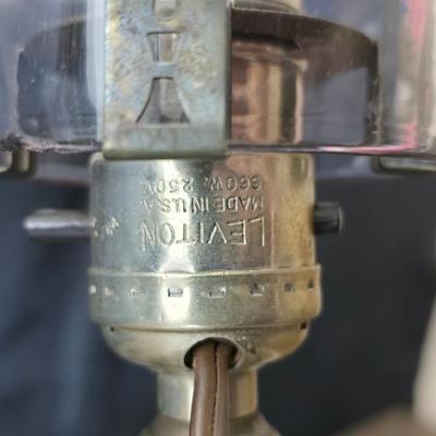 Vintage oil lamp with electric cork adapter