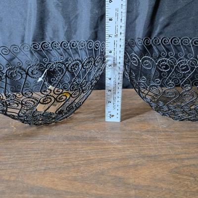 Three metal mesh decorative baskets