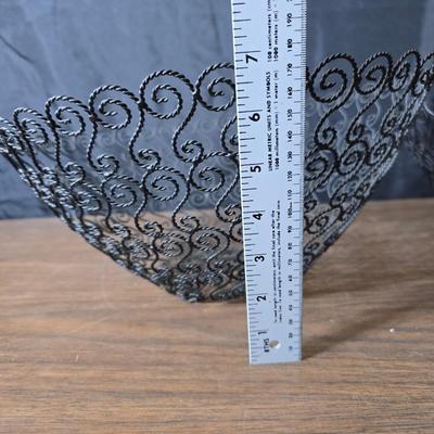 Three metal mesh decorative baskets