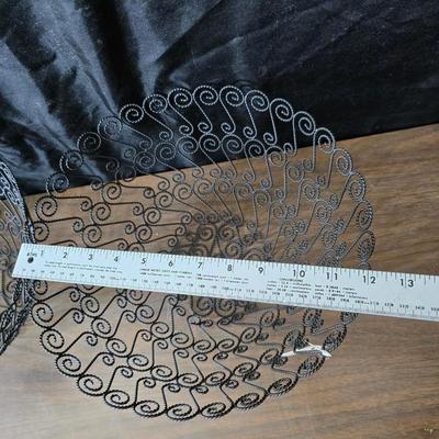 Three metal mesh decorative baskets