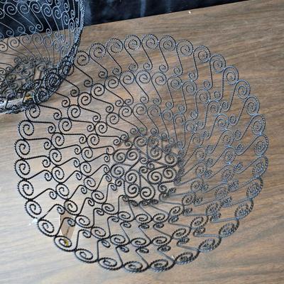 Three metal mesh decorative baskets