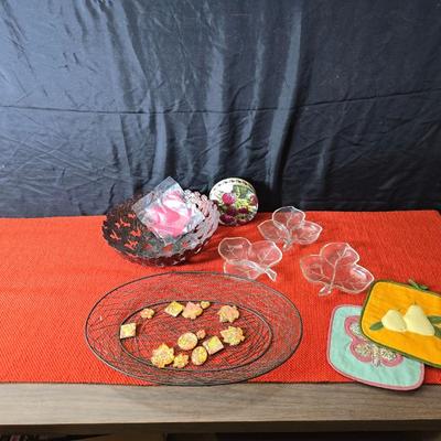 Leaf bowl - glass leaves - large mesh platter and more