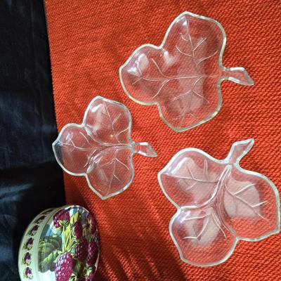 Leaf bowl - glass leaves - large mesh platter and more