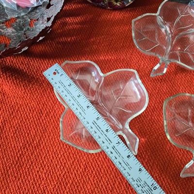 Leaf bowl - glass leaves - large mesh platter and more