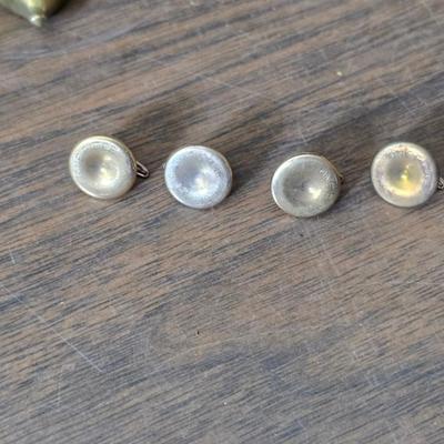 Small trinkets & collectibles - Brooch pin - vintage box with tools - necklaces - soaps - compacts and more