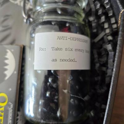 Collection of trinkets and gag gifts -cast Slot machine - iron on flag - Pez pal Pete with no feet -grow a date- horseshoe puzzle - over...