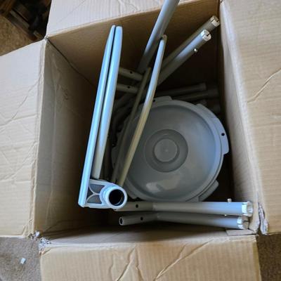 Mobility aide walker and bedside toilet with a vintage glass urinal