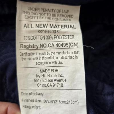 Blue full-sized bedspread with matching pillow case - plaid sheet set and a blue sheet set.