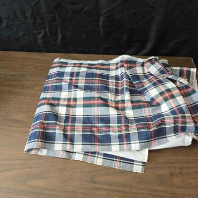 Blue full-sized bedspread with matching pillow case - plaid sheet set and a blue sheet set.