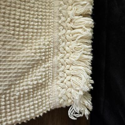 Vintage textured Chenille bedspread with several sheet sets and two vintage throw pillows