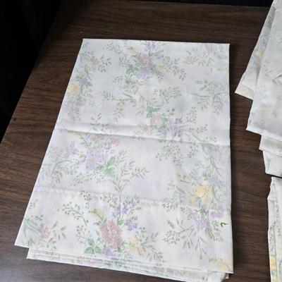 Vintage textured Chenille bedspread with several sheet sets and two vintage throw pillows