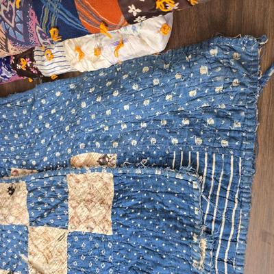 Three Antique handmade / handsewn quilts for repair or material