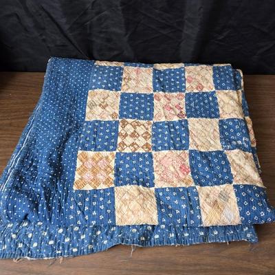 Three Antique handmade / handsewn quilts for repair or material