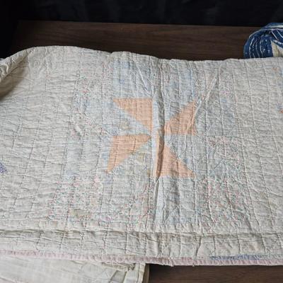 Three Antique handmade / handsewn quilts for repair or material