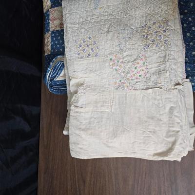 Three Antique handmade / handsewn quilts for repair or material