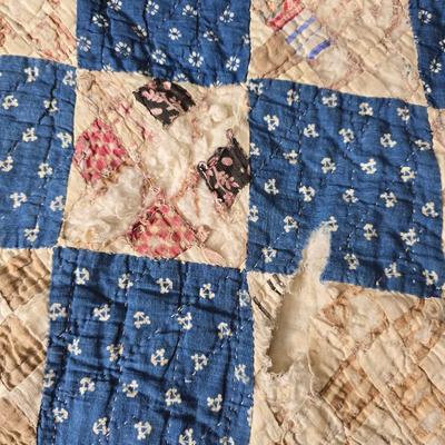 Three Antique handmade / handsewn quilts for repair or material