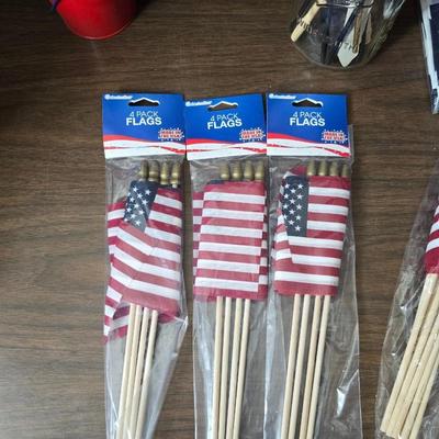 4th of July USA decorations - Uncle Sam nutcracker - flags - fabric - bouquets and more