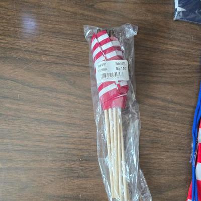 4th of July USA decorations - Uncle Sam nutcracker - flags - fabric - bouquets and more