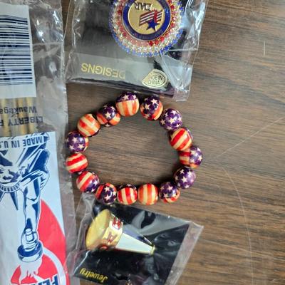 4th of July USA decorations - Uncle Sam nutcracker - flags - fabric - bouquets and more