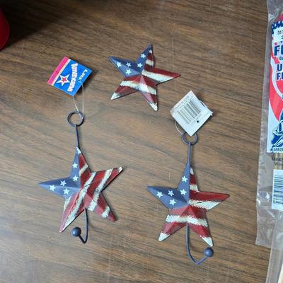 4th of July USA decorations - Uncle Sam nutcracker - flags - fabric - bouquets and more