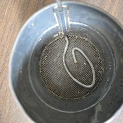 Vintage home decor - small stained glass - cast iron wall pocket with original hardware - old hand mixer - cheese box - copper bell and more