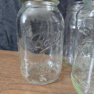 1930s Houze cobalt blue glass sailboat rocker ink blotter. with a collection of old bottles and some canning jars
