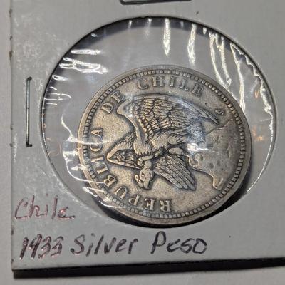 Italian 1991 500 Lire Braille Coin - Chile 1933 Silver Peso - 1982 Mexico 20 Centavos Restyle