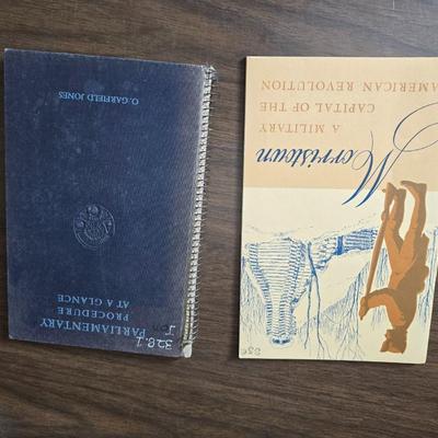 Super stamp collection booklets, Kenny Rogers pamphlet, Small historical booklets, books, and some sheets of music