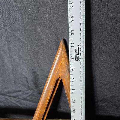 Wood framed star and a small 201 marked crock bean pot with double handles