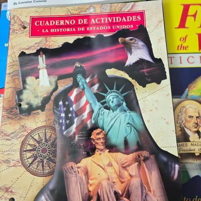 Collection of teacher guides, History, Books with more than 1 copy, posters, and other things teachers can use