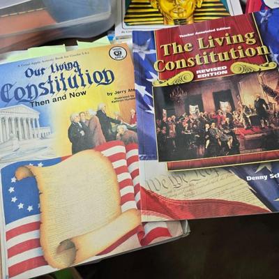 Collection of teacher guides, History, Books with more than 1 copy, posters, and other things teachers can use