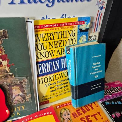 Collection of teacher guides, History, Books with more than 1 copy, posters, and other things teachers can use