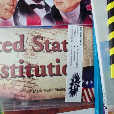 Collection of teacher guides, History, Books with more than 1 copy, posters, and other things teachers can use