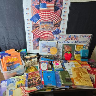 Collection of teacher guides, History, Books with more than 1 copy, posters, and other things teachers can use