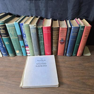 Vintage books - mostly all history - History of Europe - Chile - Thesaurus of English words and others