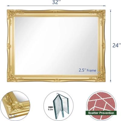 Hans&Alice vintage European wooden mirror，decorative hanging mirror 32"x24"