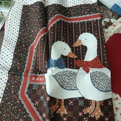 Crafting supplies - Faux greenery - small wooden baskets - Beautiful Quilt that needs finished - fabric and more