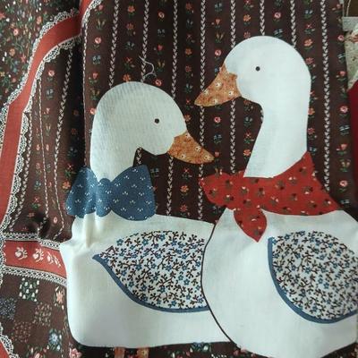 Crafting supplies - Faux greenery - small wooden baskets - Beautiful Quilt that needs finished - fabric and more