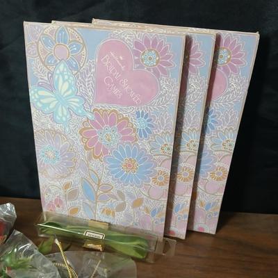 Crafting supplies - Faux greenery - small wooden baskets - Beautiful Quilt that needs finished - fabric and more