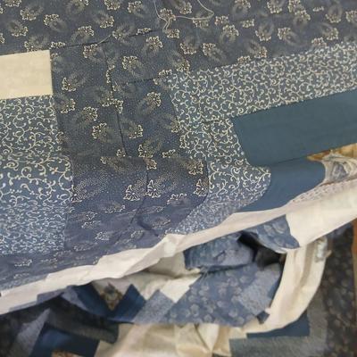 Crafting supplies - Faux greenery - small wooden baskets - Beautiful Quilt that needs finished - fabric and more