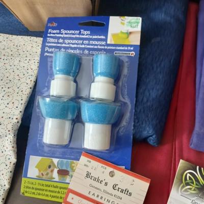 Crafting supplies - Faux greenery - small wooden baskets - Beautiful Quilt that needs finished - fabric and more