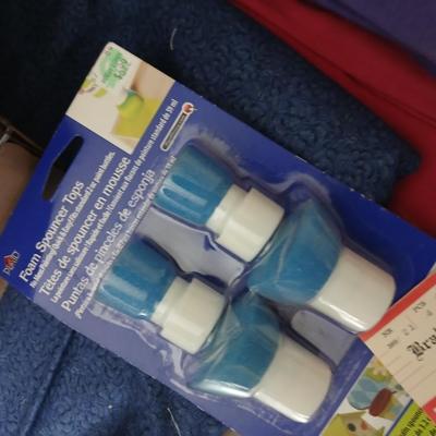 Crafting supplies - Faux greenery - small wooden baskets - Beautiful Quilt that needs finished - fabric and more