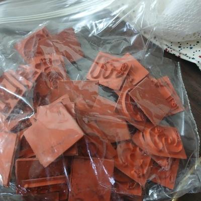 Crafting supplies - Faux greenery - small wooden baskets - Beautiful Quilt that needs finished - fabric and more