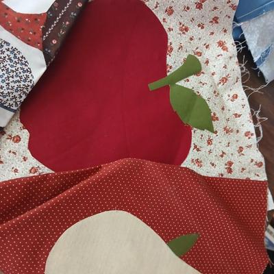 Crafting supplies - Faux greenery - small wooden baskets - Beautiful Quilt that needs finished - fabric and more