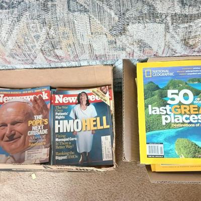Two boxes total - Newsweek and National Geographic magazine back issues